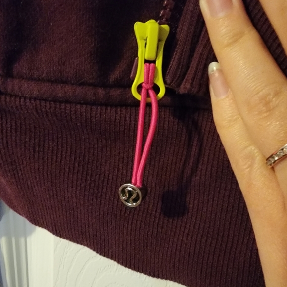 Lululemon Burgundy Scuba Hoodie w/ Lime accent - Picture 3 of 5